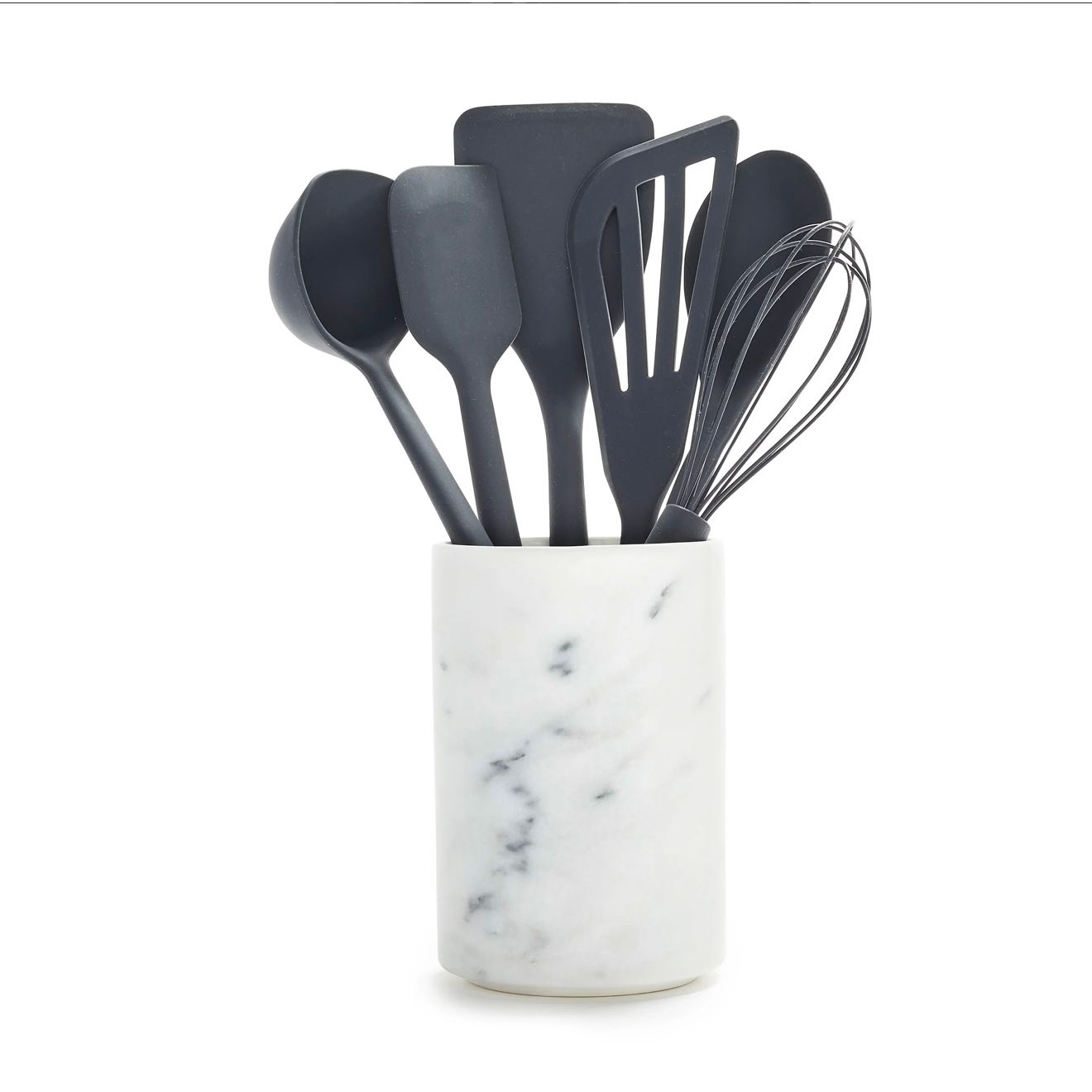 Platinum Silicone 7-PIECE Utensil & Crock Set | Gray