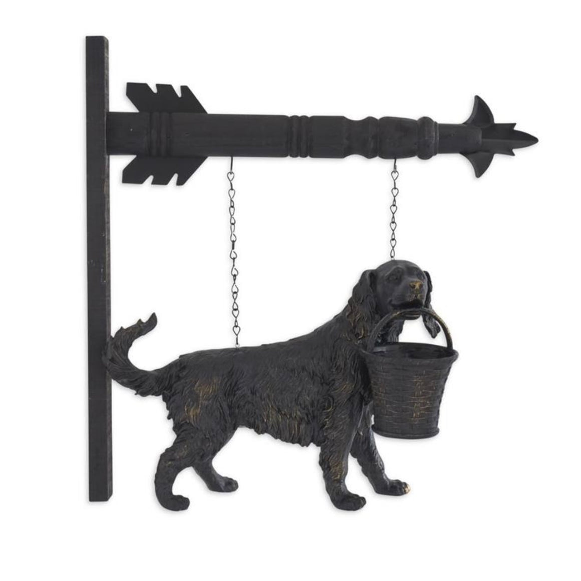 Black & Gold Dog Statue w/Basket Arrow Replacement
