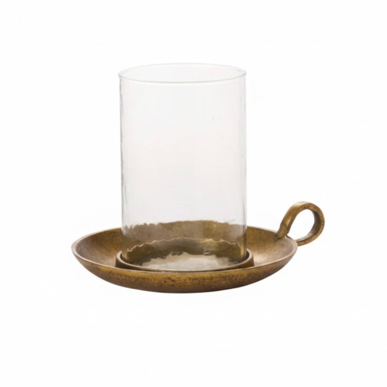 Antique Brass Hurricane Candleholder