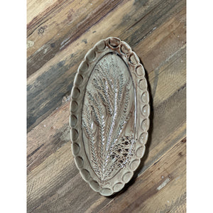 Debossed Oval Stoneware Plate