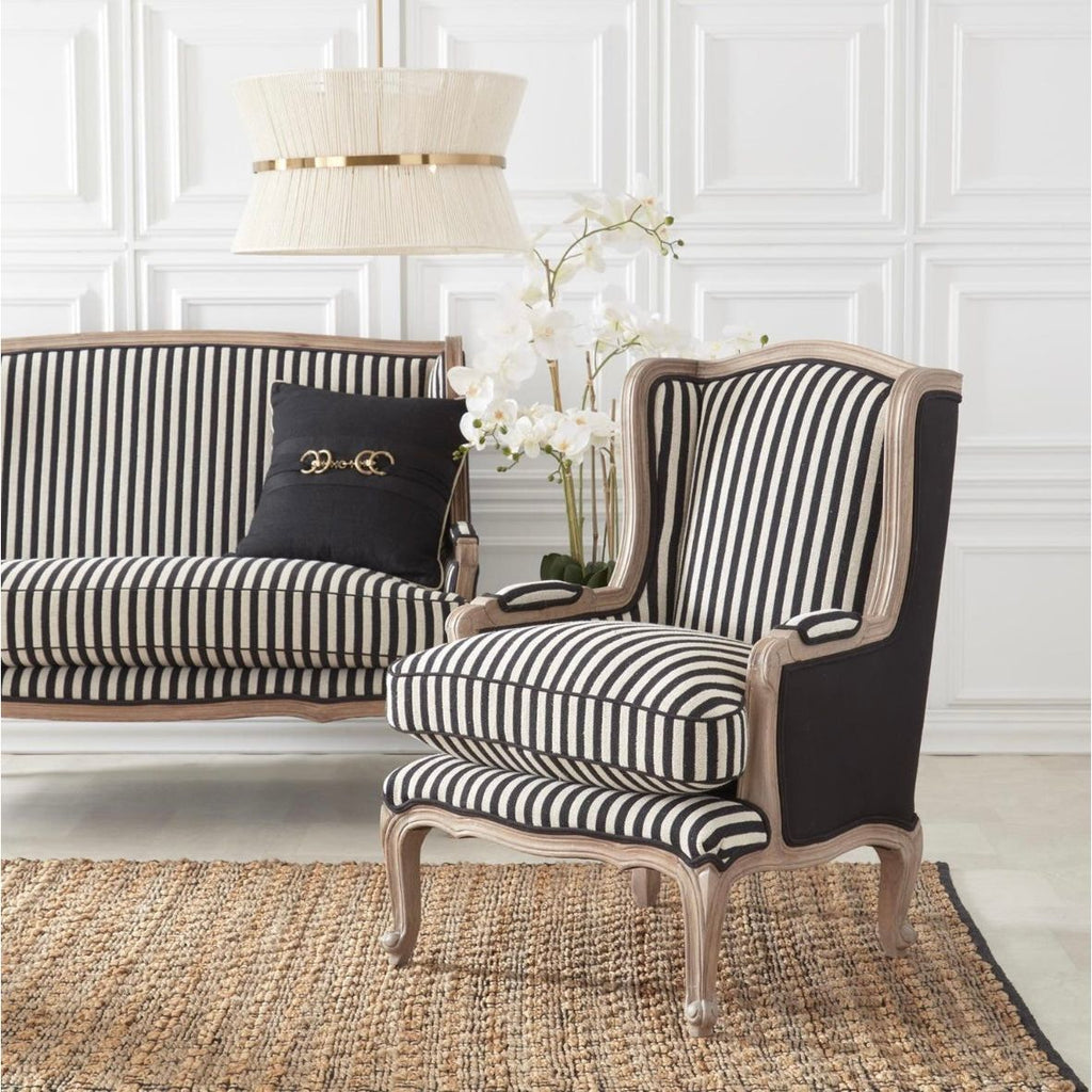 Black & Cream Stripe Settee