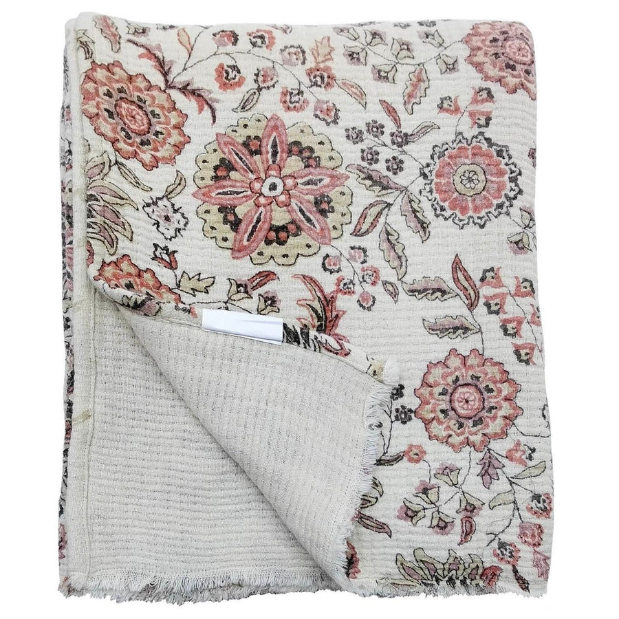 Botanical Print Cotton Throw