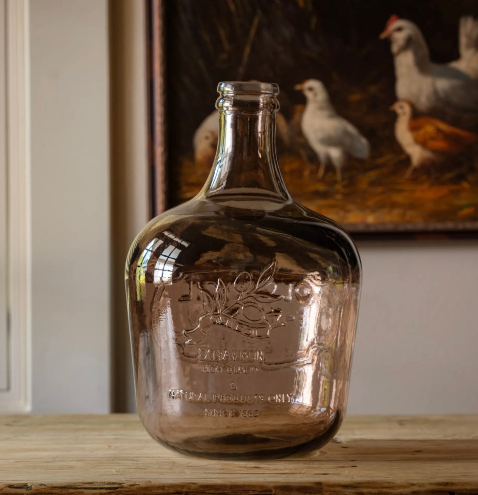 Vintage-Inspired Amber Glass Carafe