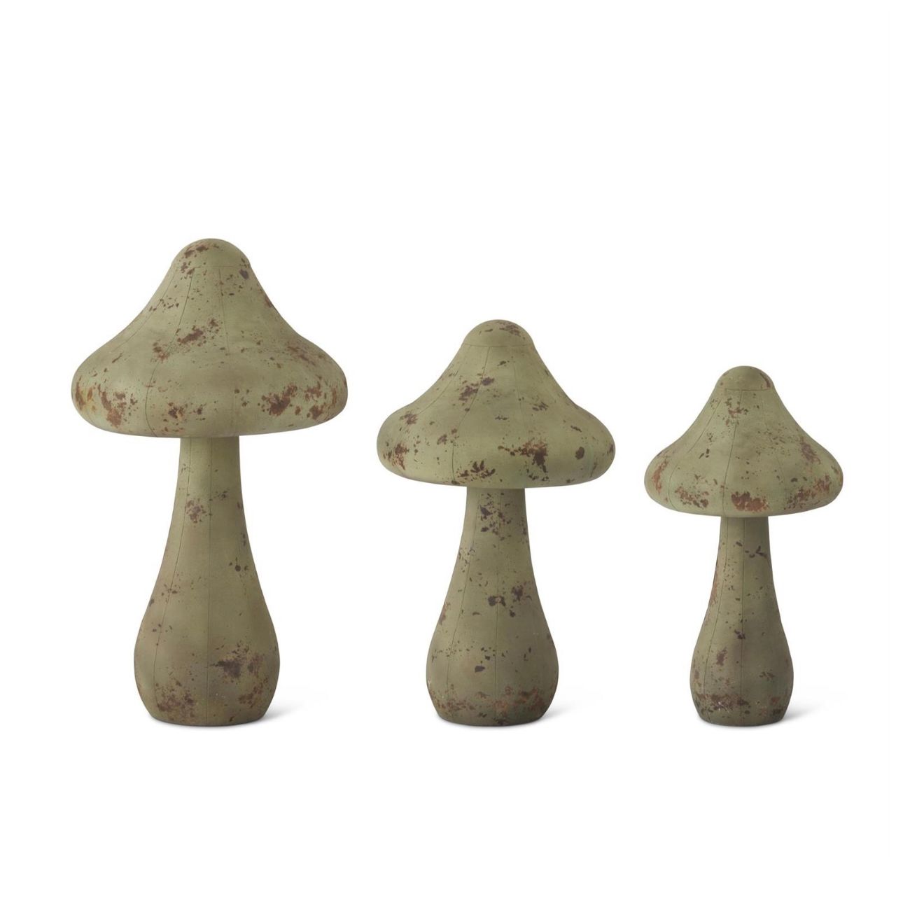 Weathered Green Metal Mushrooms