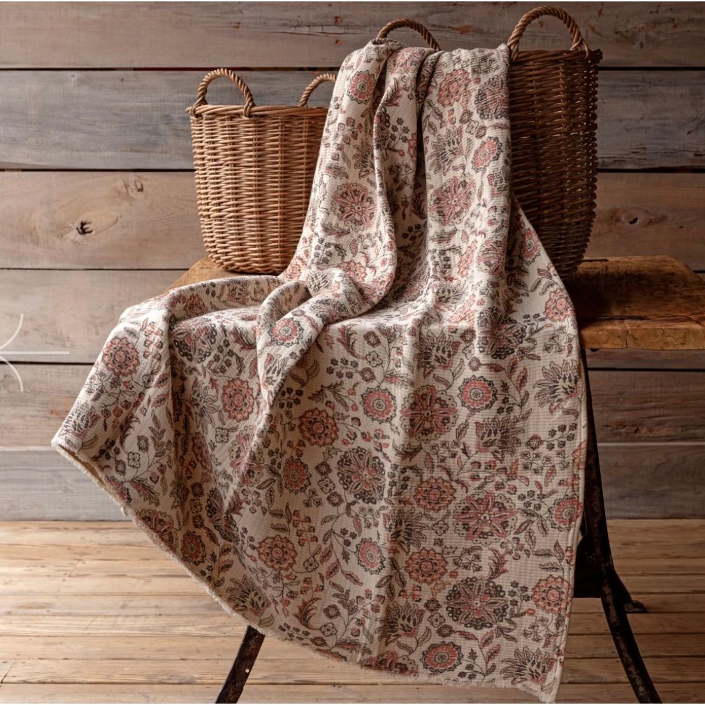 Botanical Print Cotton Throw