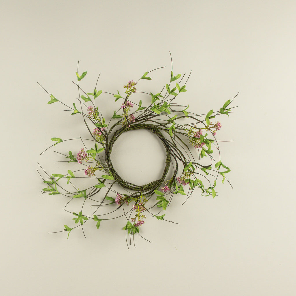 Pink Boxwood & Wildflower Vine Candle Ring