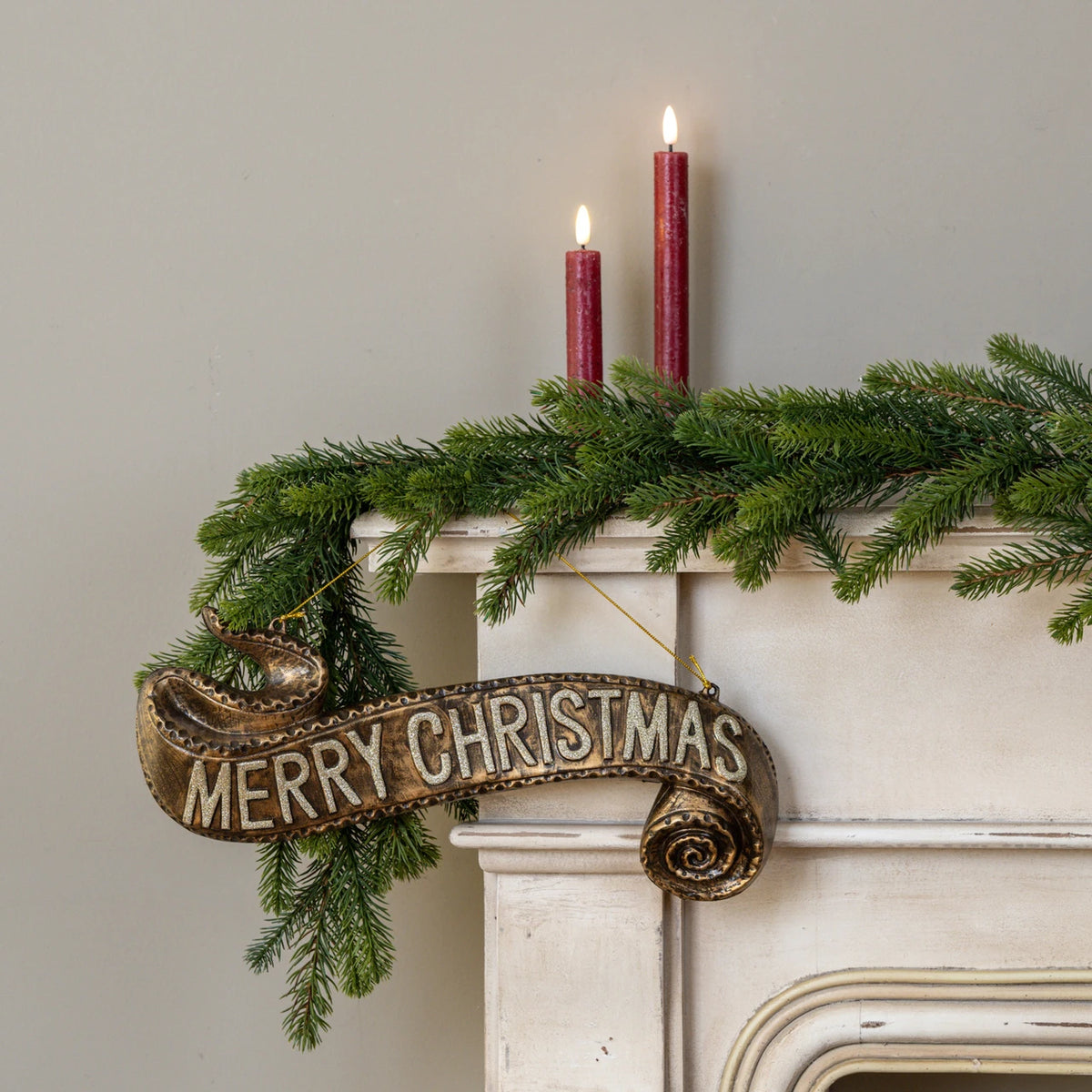 Gold Merry Christmas Hanging Banner