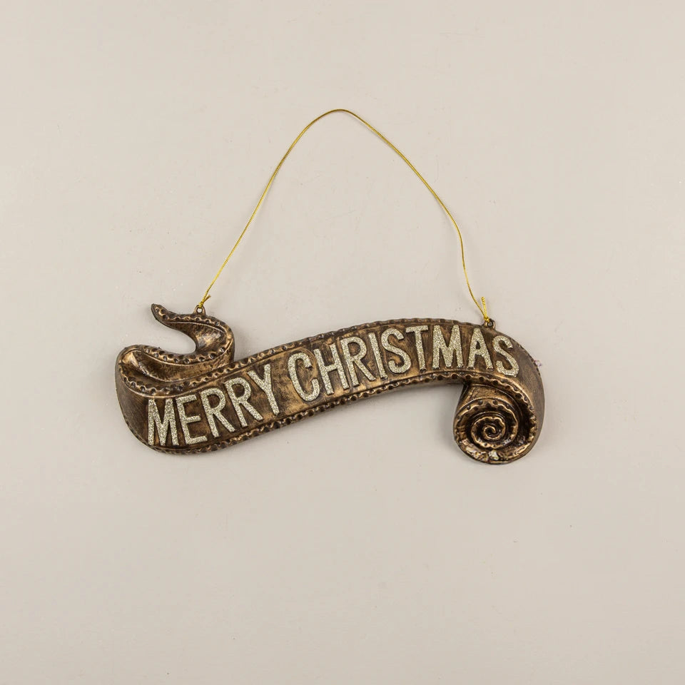 Gold Merry Christmas Hanging Banner