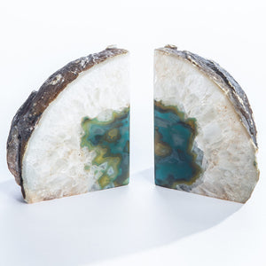 S/2 Green Agate Bookends