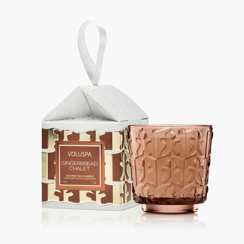 Voluspa Boxed Pedestal Ornament Candle | Gingerbread Chalet