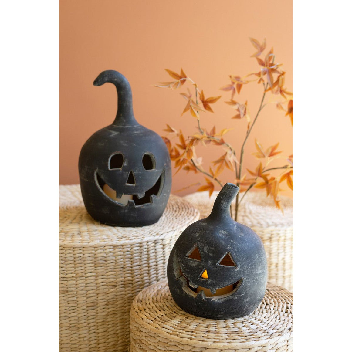 Black Clay Jack-O-Lanterns