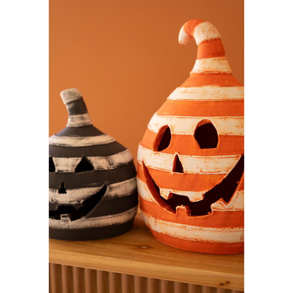 Handcrafted Clay Striped Jack-O’-Lantern