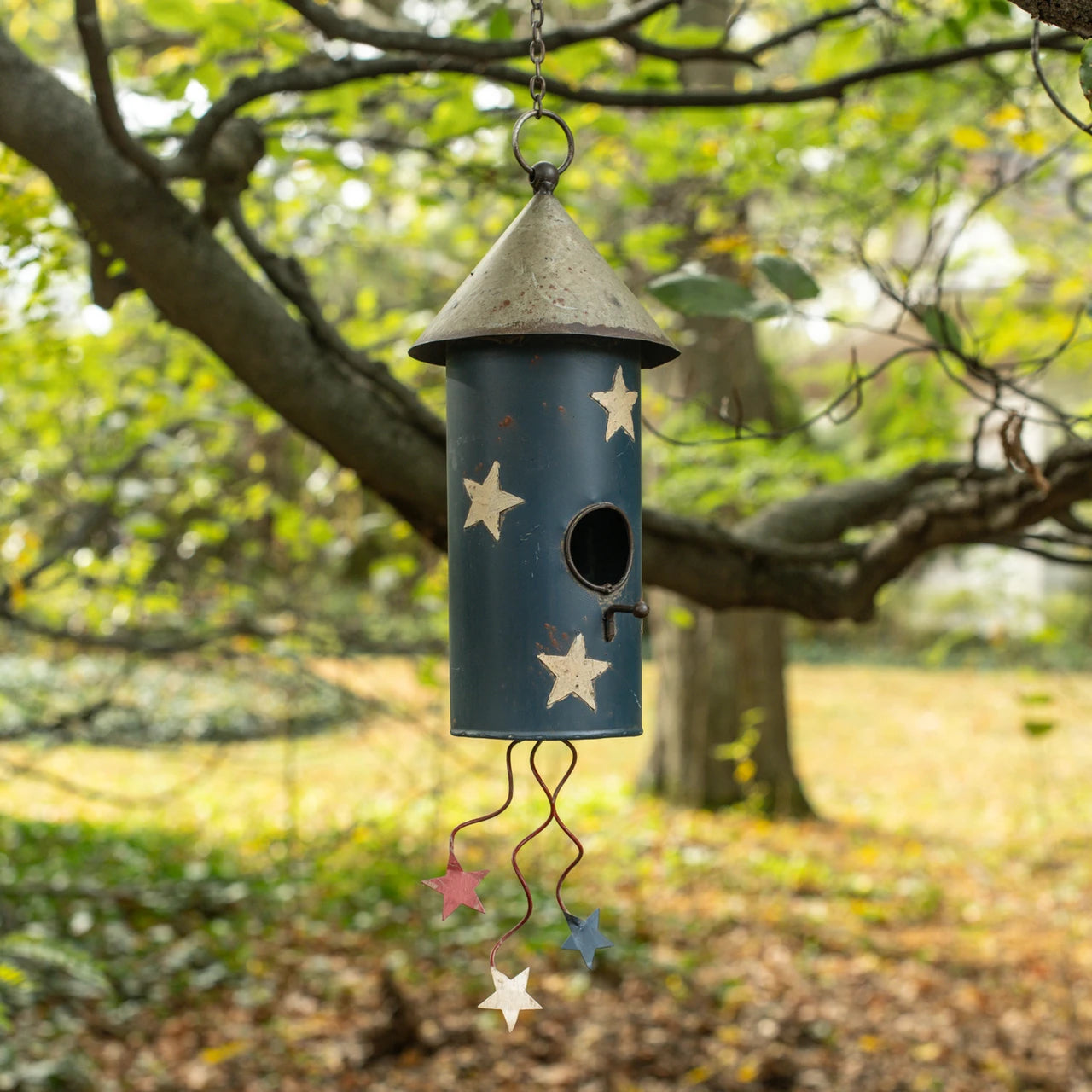 Blue & White Stars Firework Birdhouse