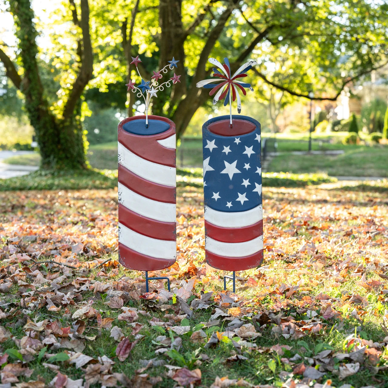 S/2 Patriotic Firework Yard Stakes