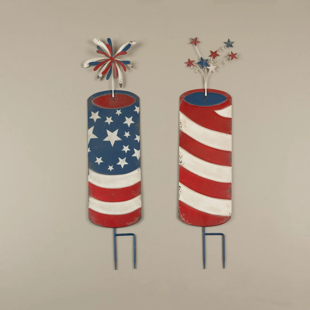 S/2 Patriotic Firework Yard Stakes