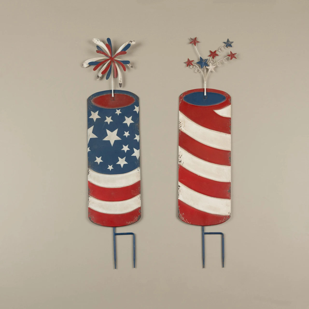 S/2 Patriotic Firework Yard Stakes