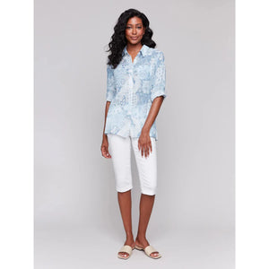 Printed Cotton Gauze Shirt | Celestial