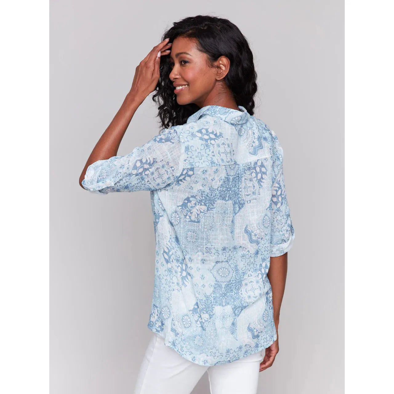 Printed Cotton Gauze Shirt | Celestial