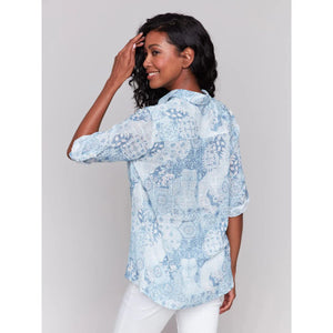 Printed Cotton Gauze Shirt | Celestial