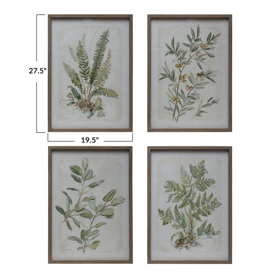 Wood Framed Glass Botanical Art