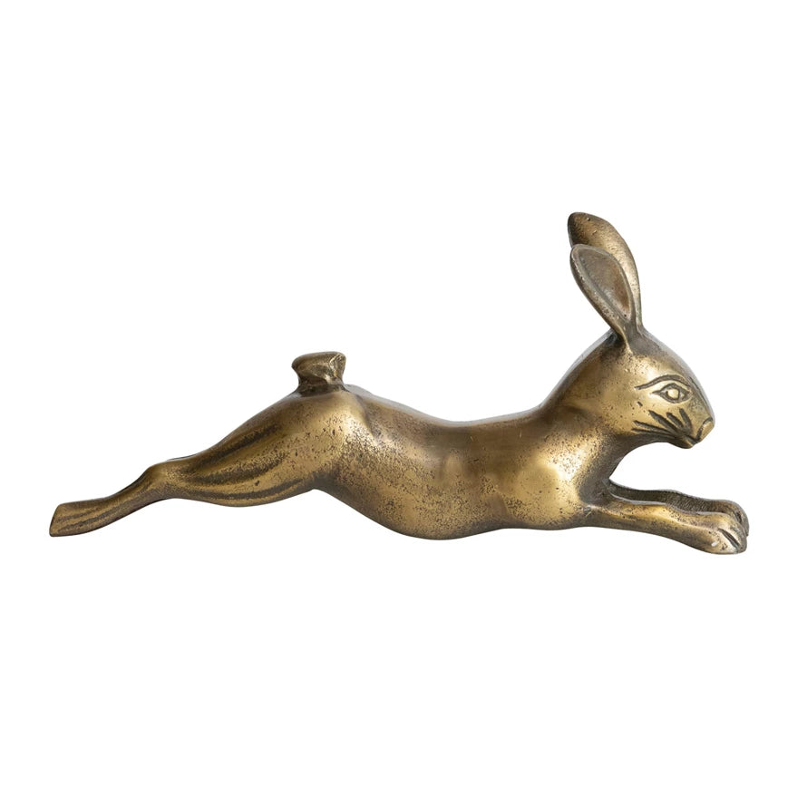 Cast Aluminum Rabbit | Antique Brass Finish