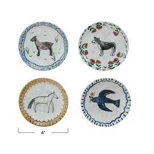Hand-Painted Stoneware Plate w/Animal Image
