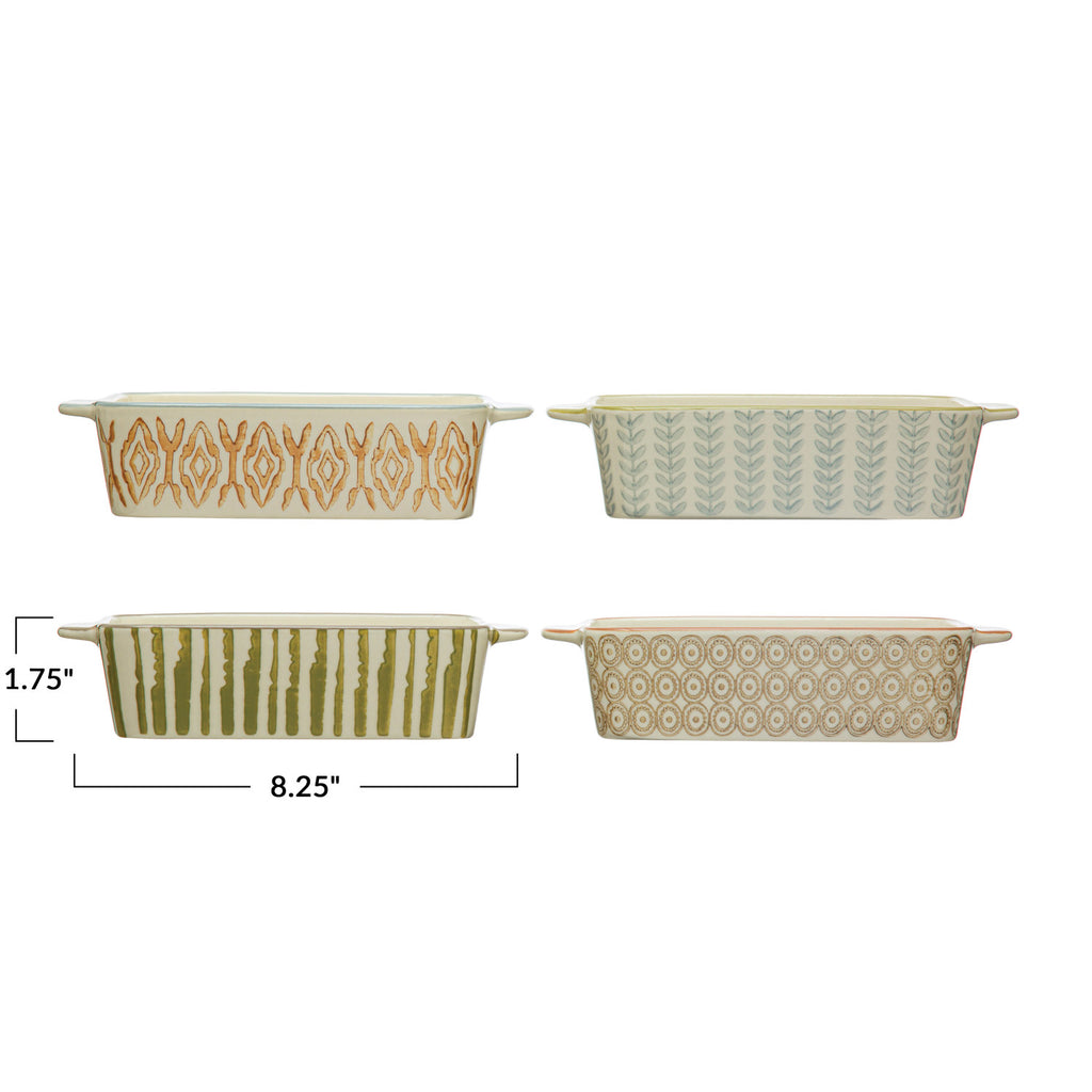 Hand-Stamped Stoneware Baker w/Pattern