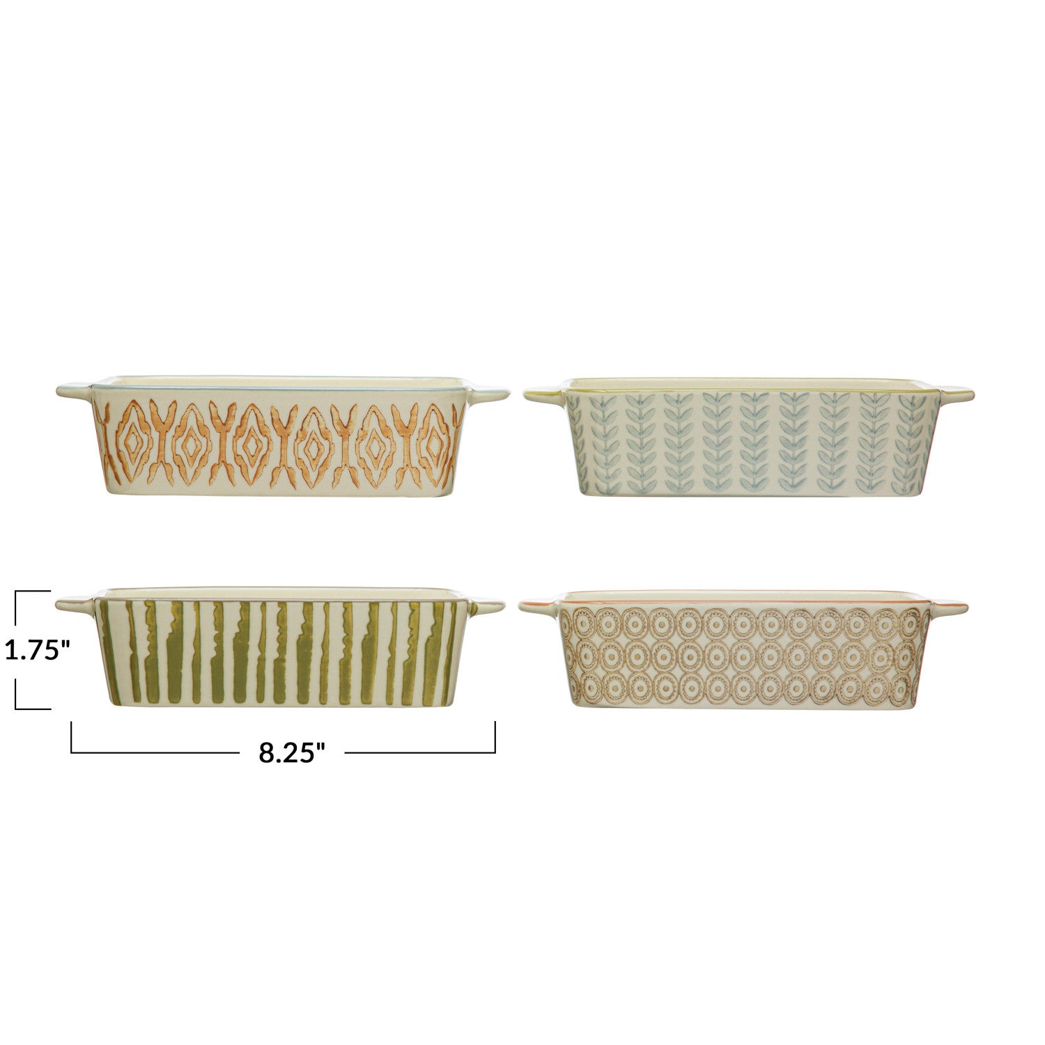Hand-Stamped Stoneware Baker w/Pattern