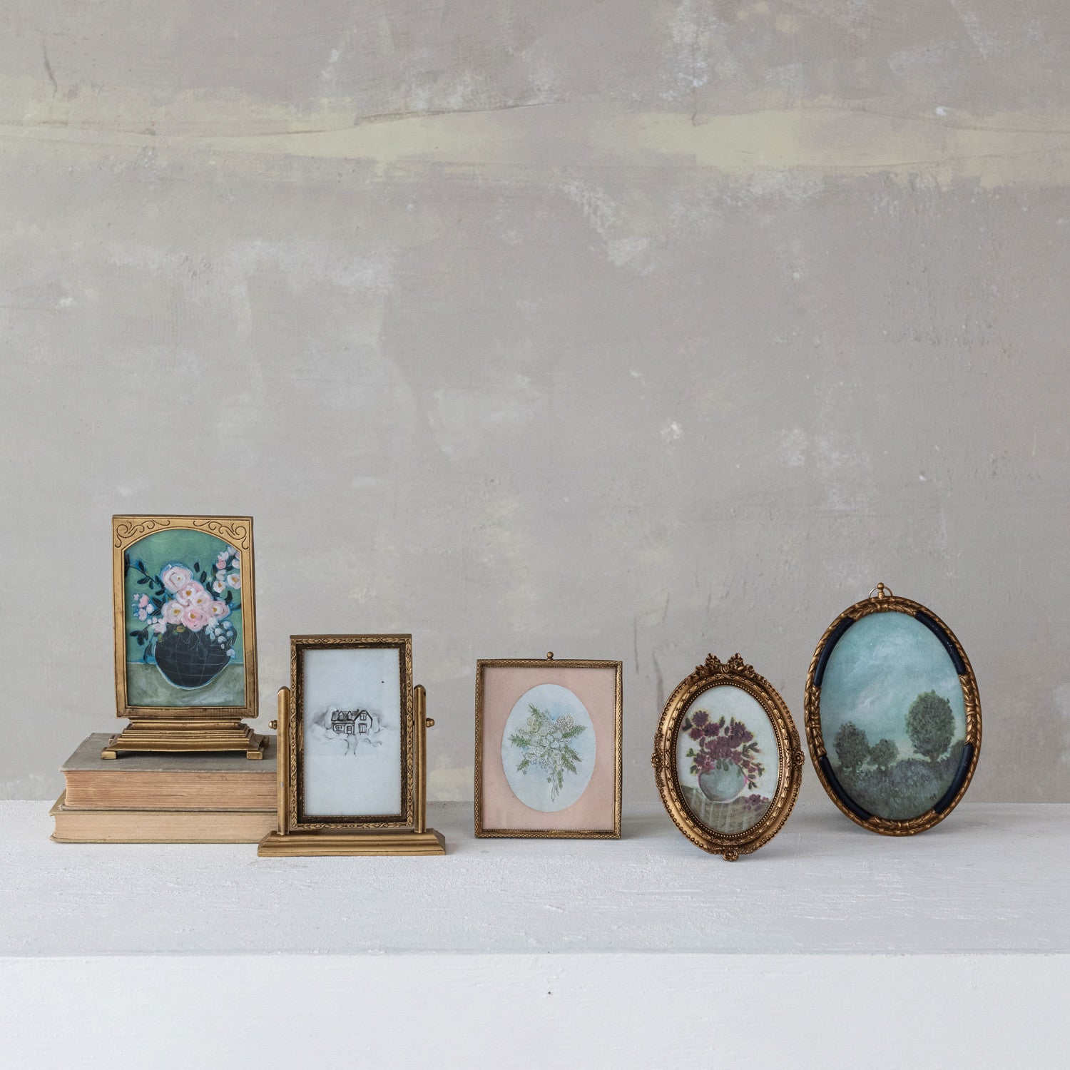Pewter & Glass Photo Frames w/Art