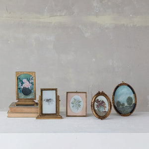 Pewter & Glass Photo Frames w/Art