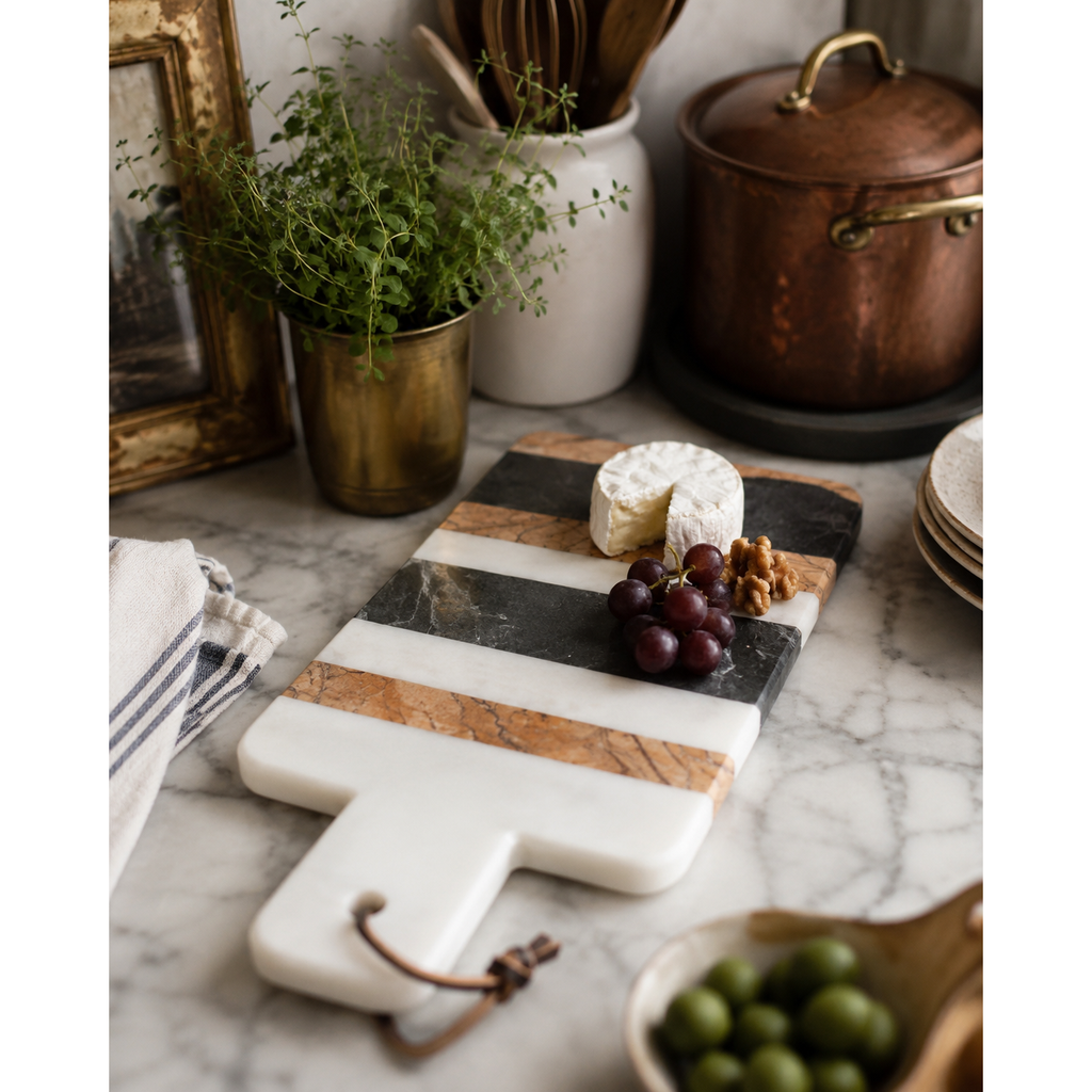 Marble Cutting Board w/Leather Tie