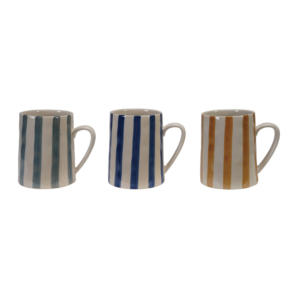 Hand-Painted Striped Stoneware Mug