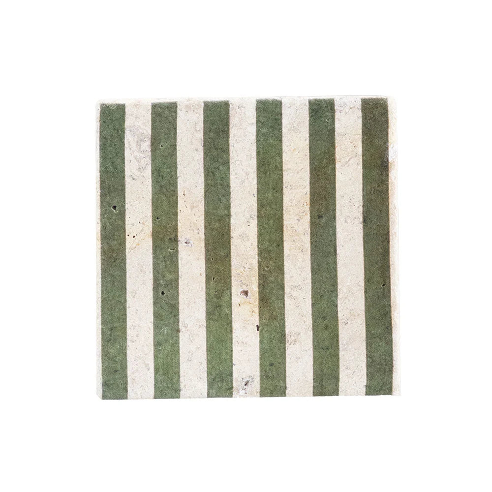 Single Stone Coaster | Green Stripe