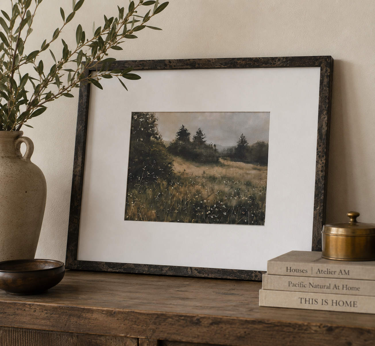Burl Wood Veneer Matted Photo Frame