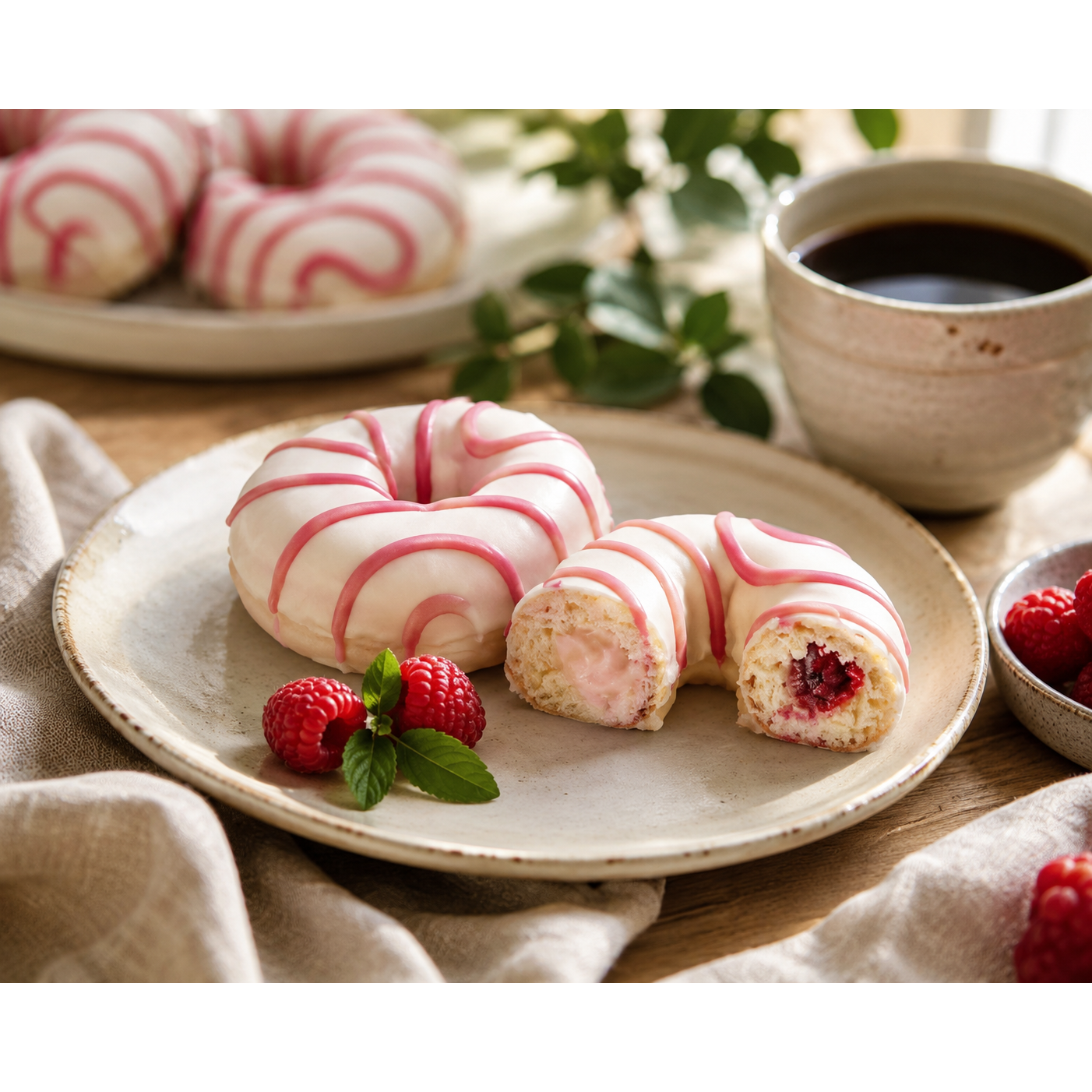 Raspberry Cheesecake Filled Donuts (4-Pack)