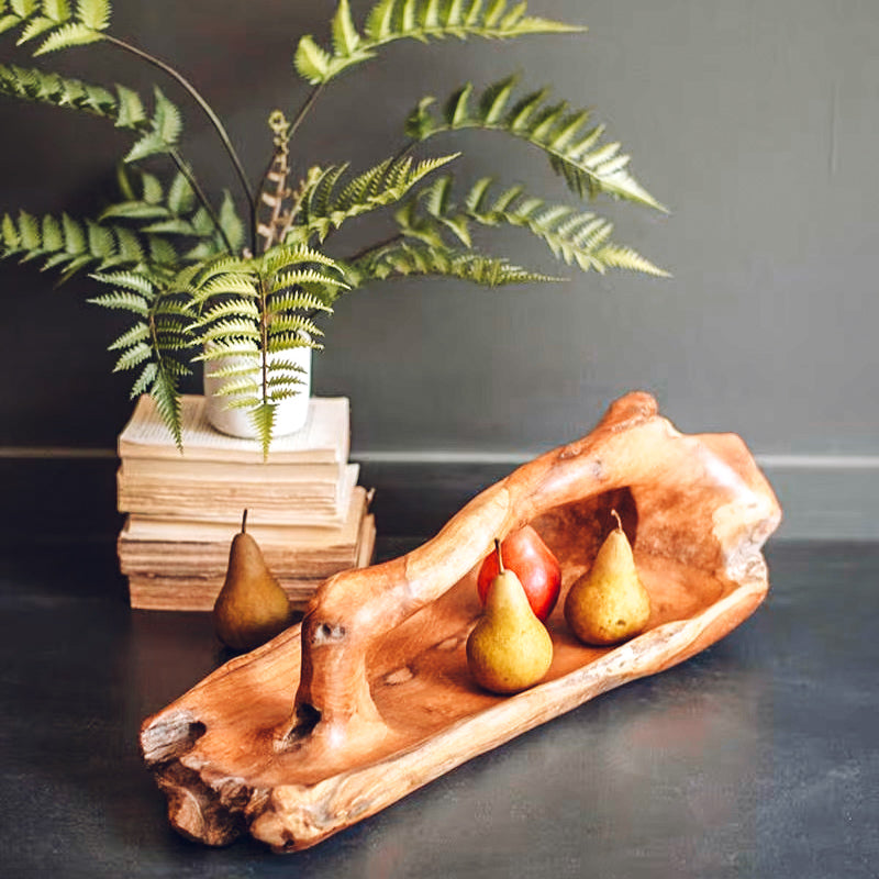 Oval Teakwood Bowl w/ Handle - Large
