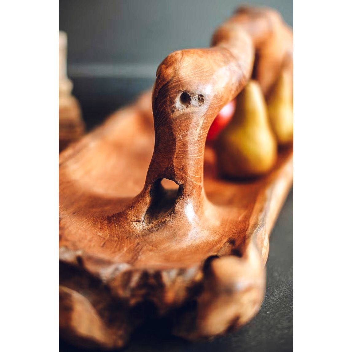 Oval Teakwood Bowl w/ Handle - Large