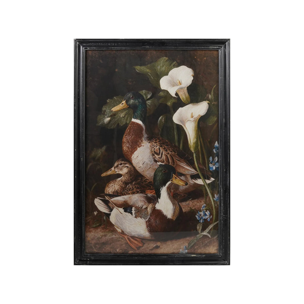 Vintage Mallards & Calla Lilies Framed Wall Art