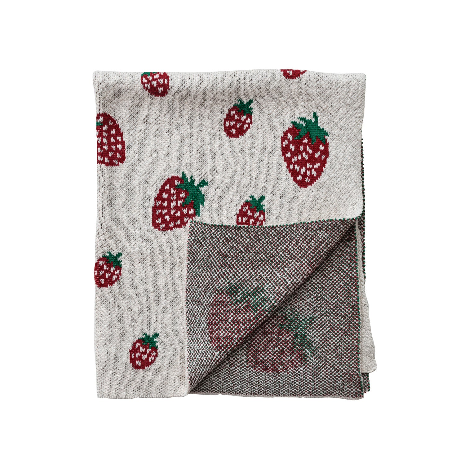 Cotton Knit Baby Blanket | Strawberries