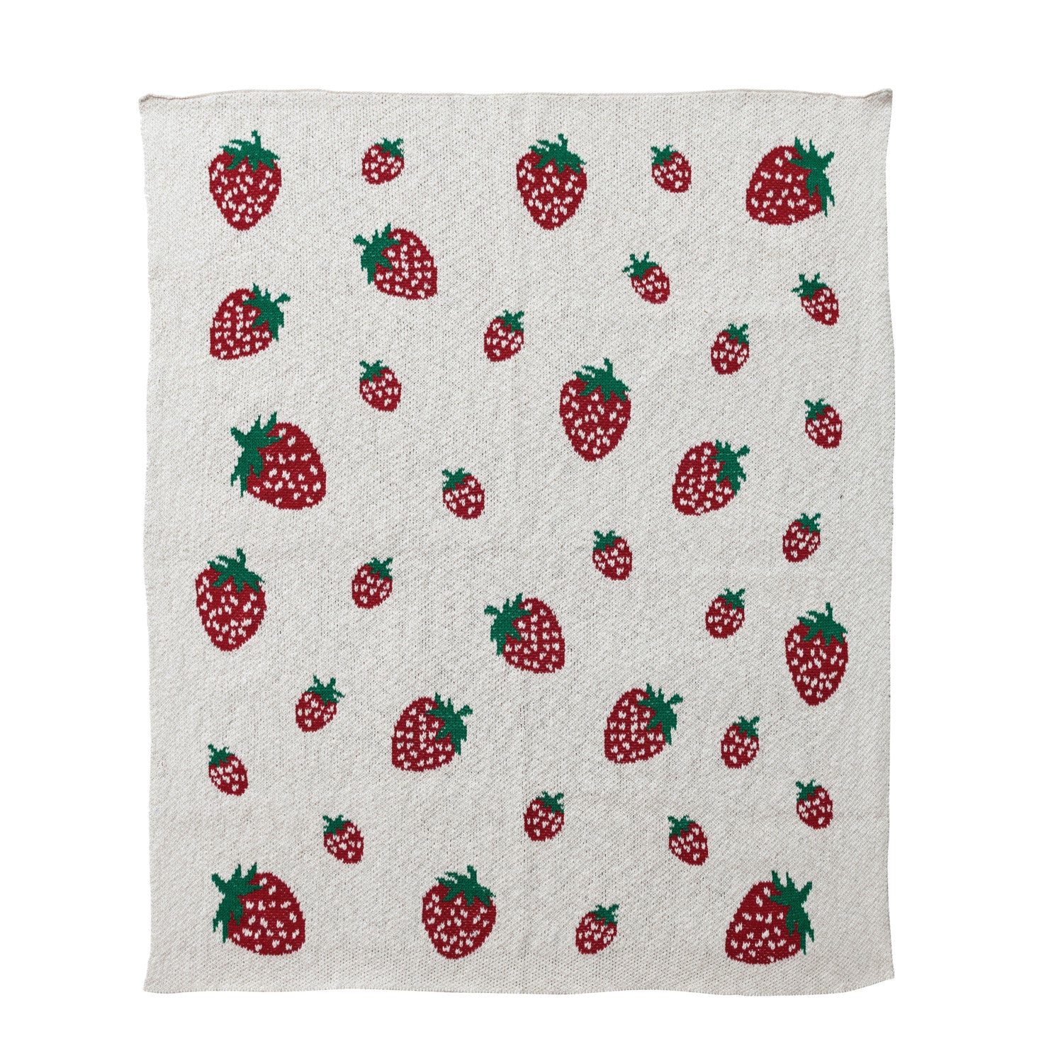 Cotton Knit Baby Blanket | Strawberries