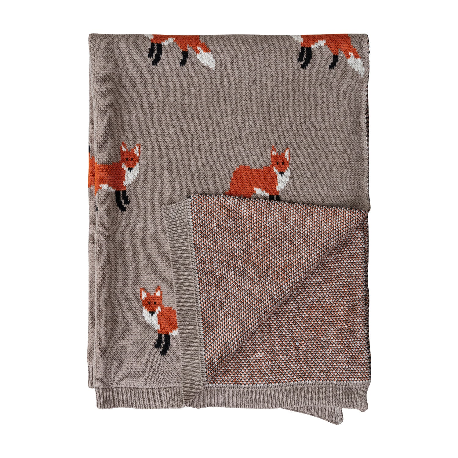 Cotton Knit Baby Blanket | Foxes