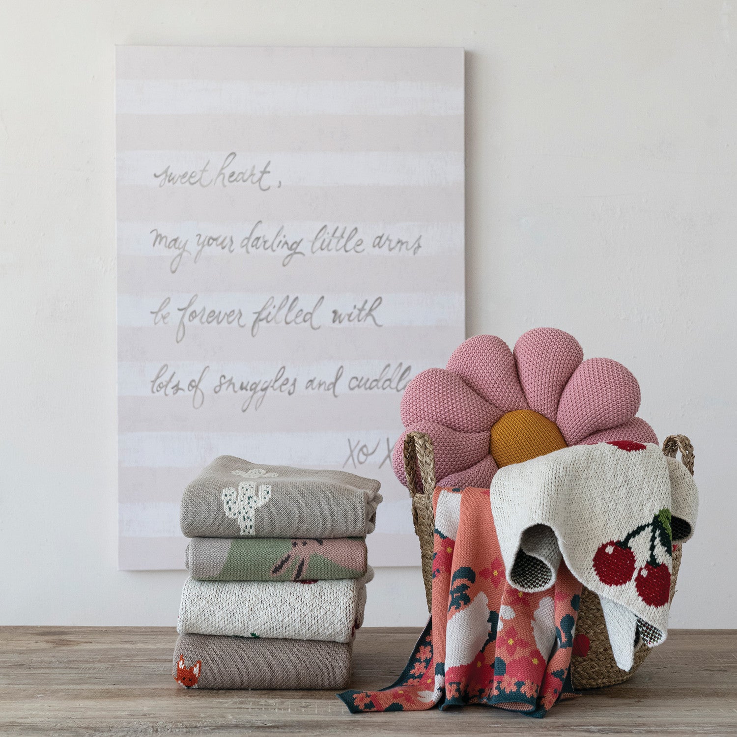 Cotton Knit Baby Blanket | Foxes