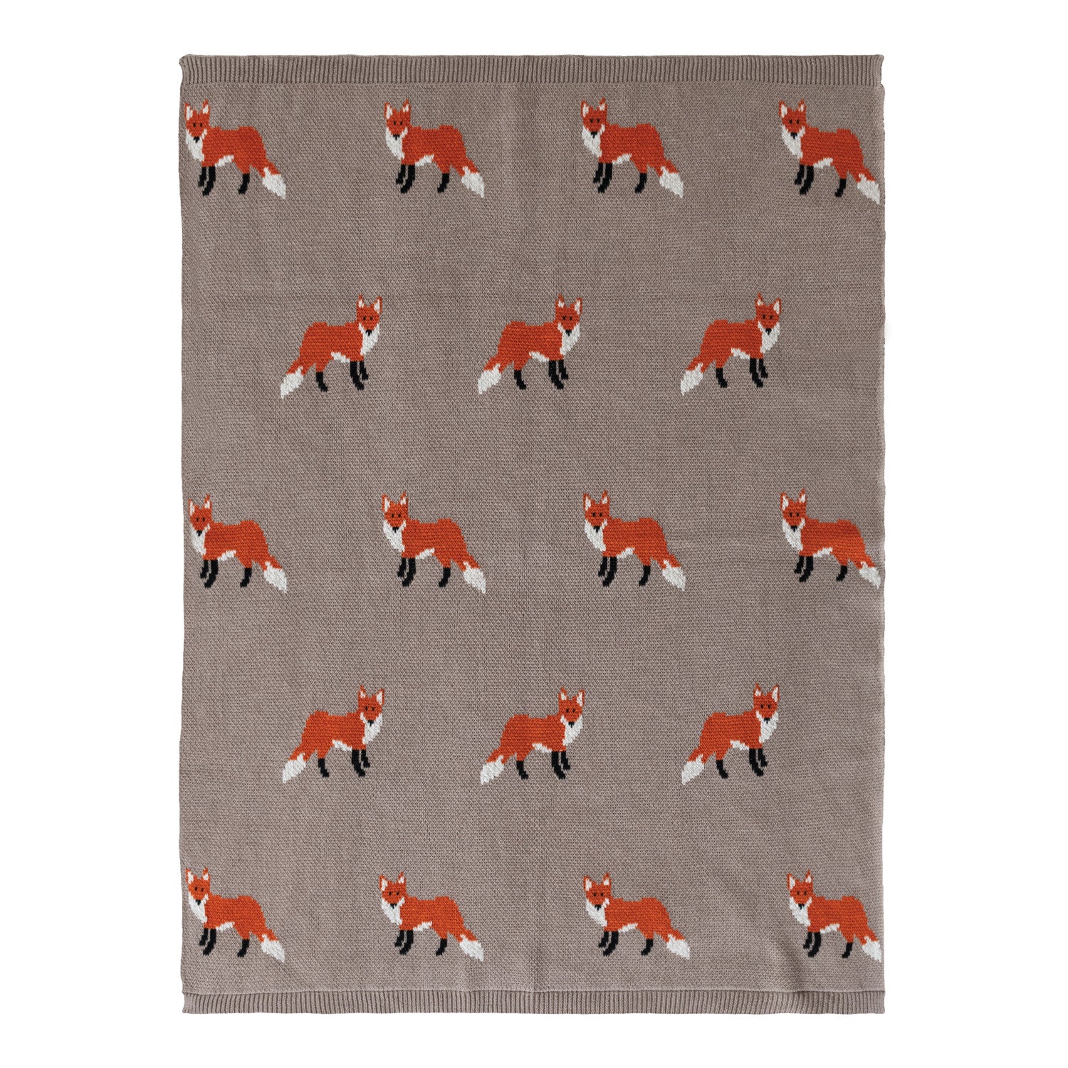 Cotton Knit Baby Blanket | Foxes