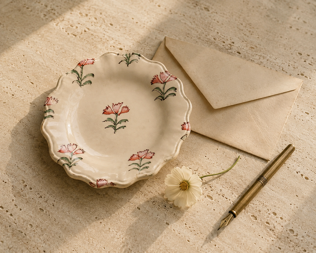 Scalloped Round Decoupage Plate