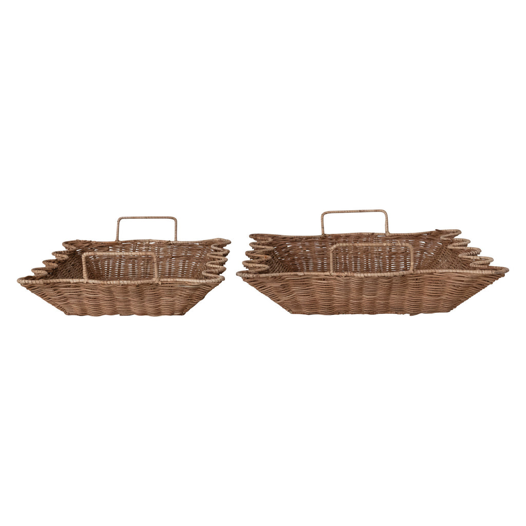 Hand-Woven Rattan Scalloped Tray