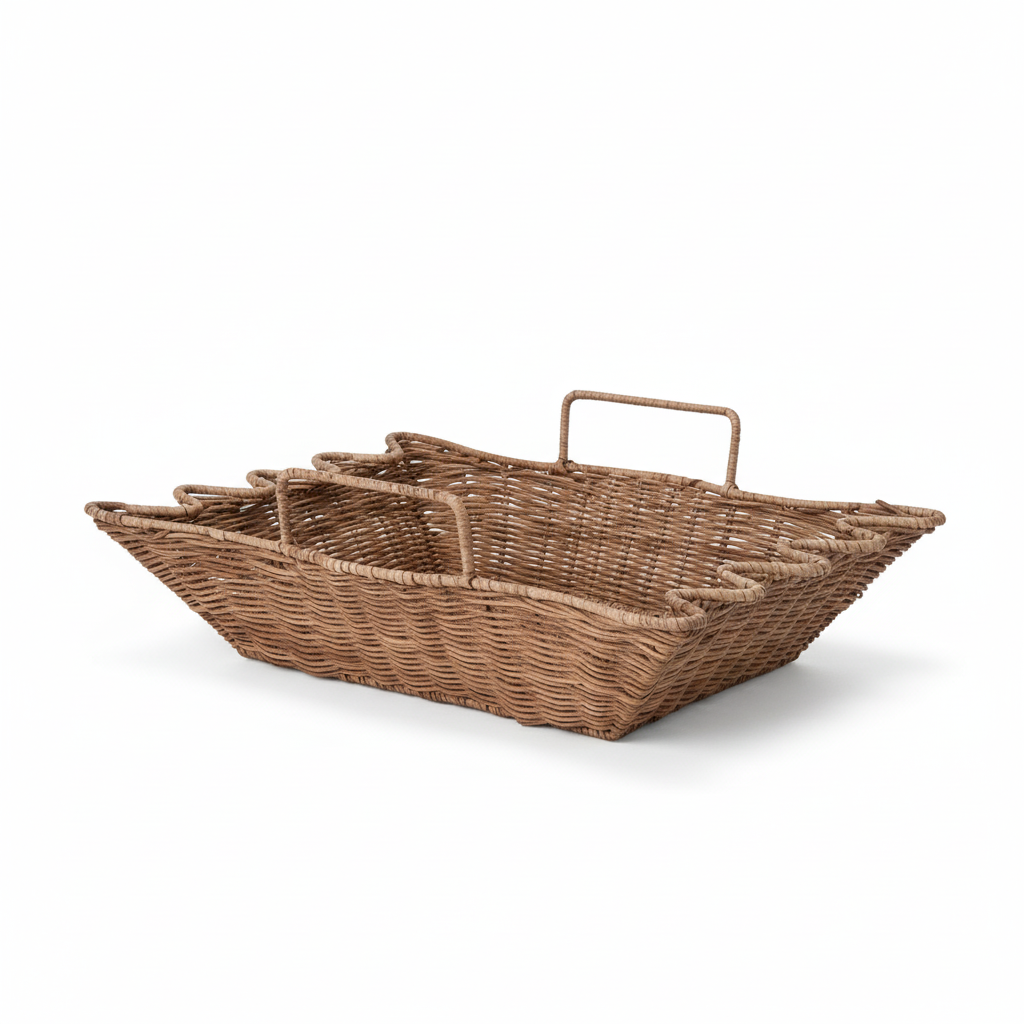 Hand-Woven Rattan Scalloped Tray