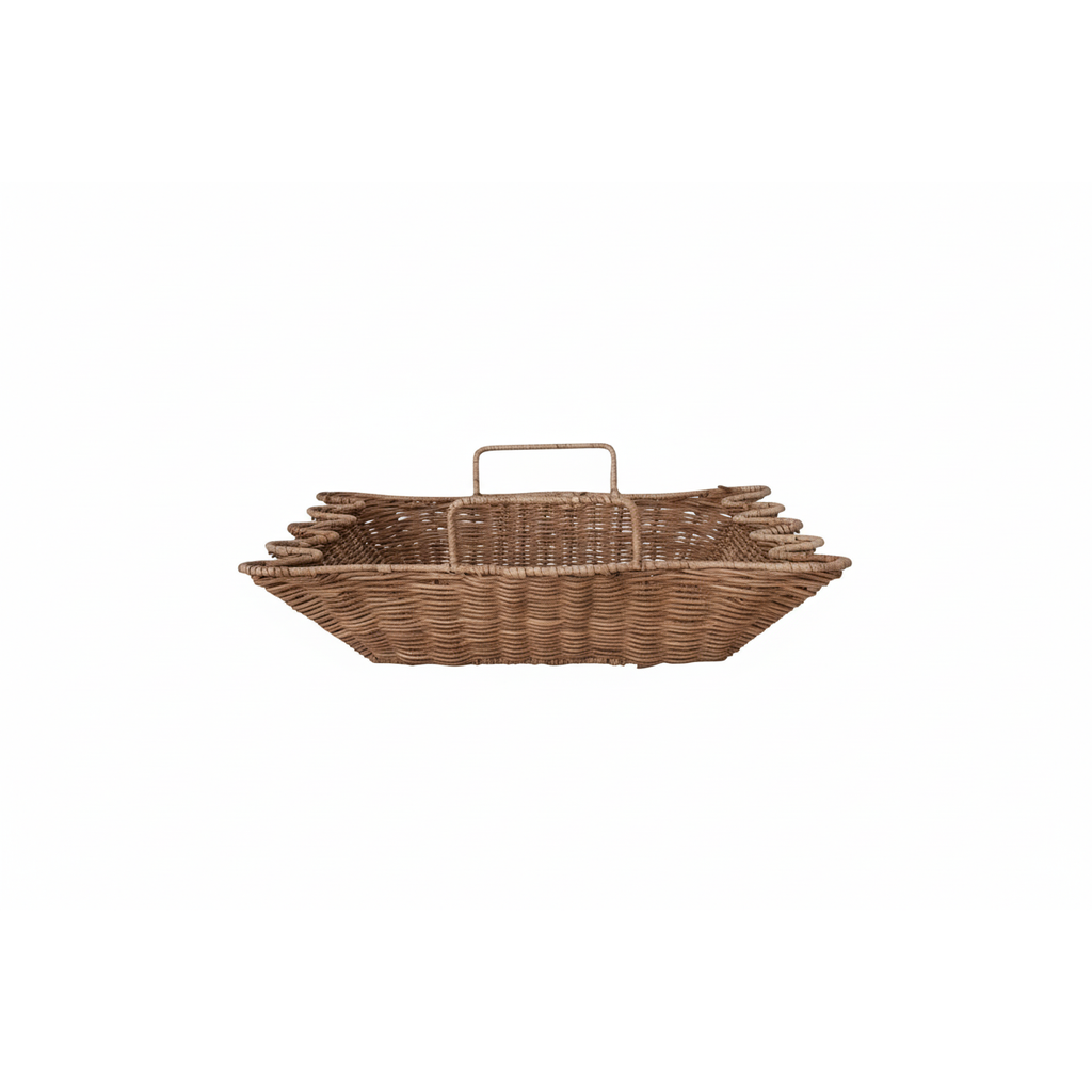 Hand-Woven Rattan Scalloped Tray