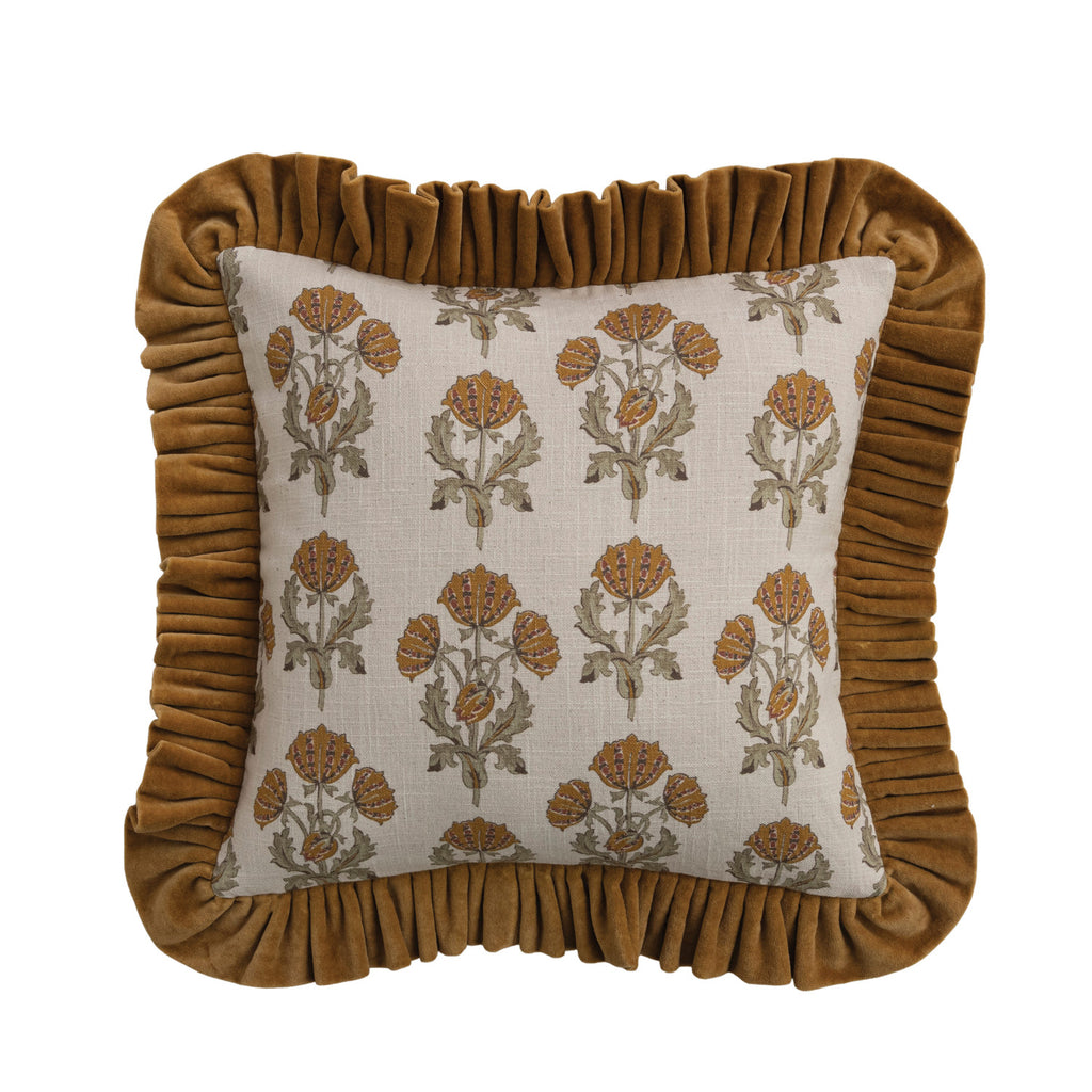 Botanical Velvet Ruffle Pillow