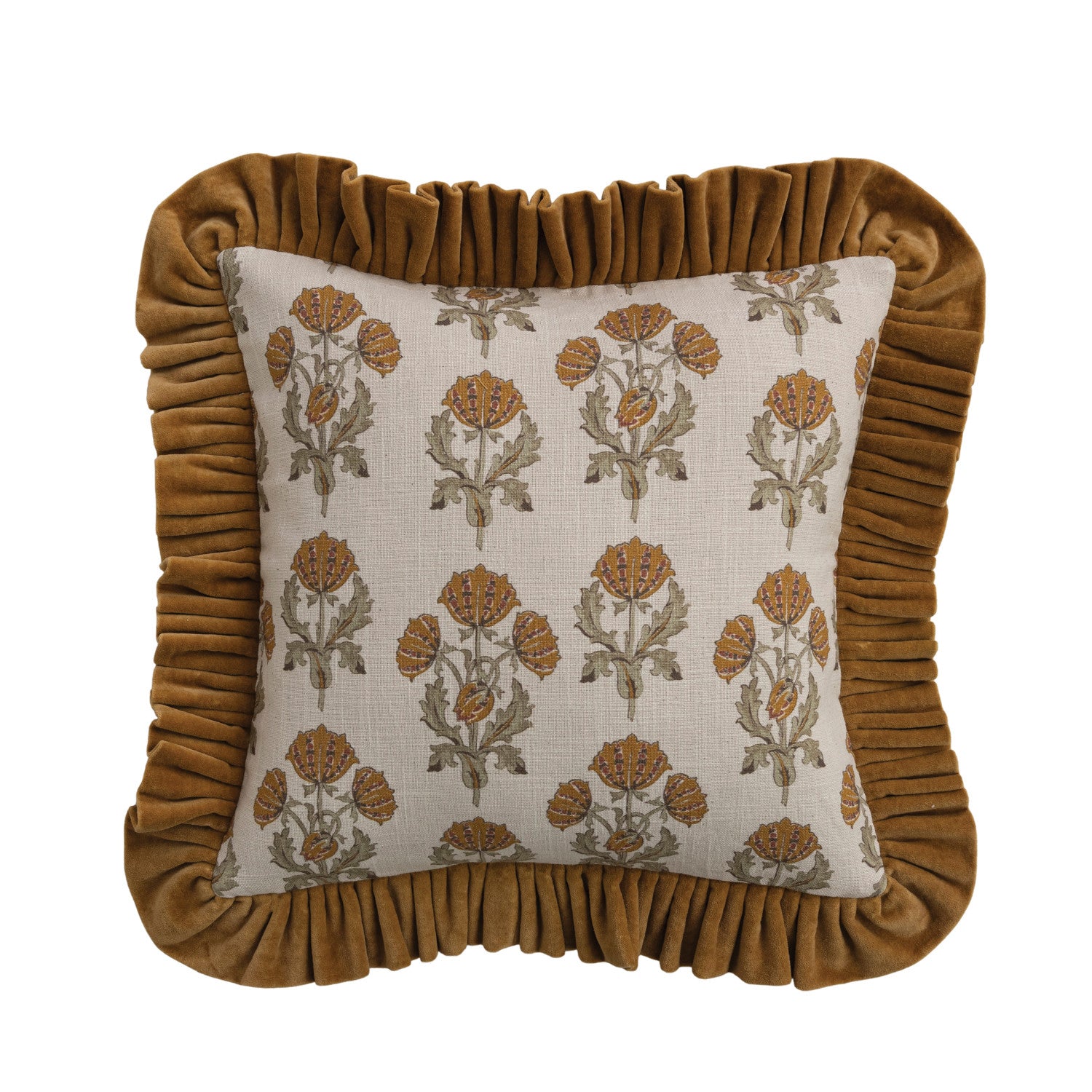 Botanical Velvet Ruffle Pillow