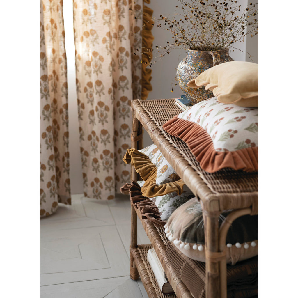 Botanical Velvet Ruffle Pillow